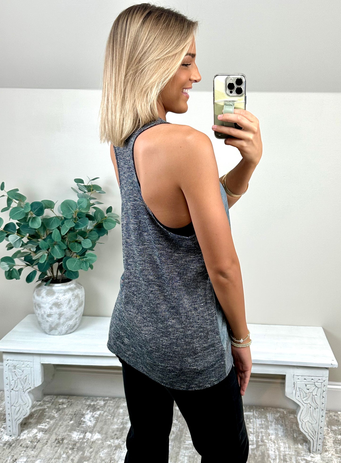 Seeing Stars Racer Back Tank | Charcoal - The Sassy Rack