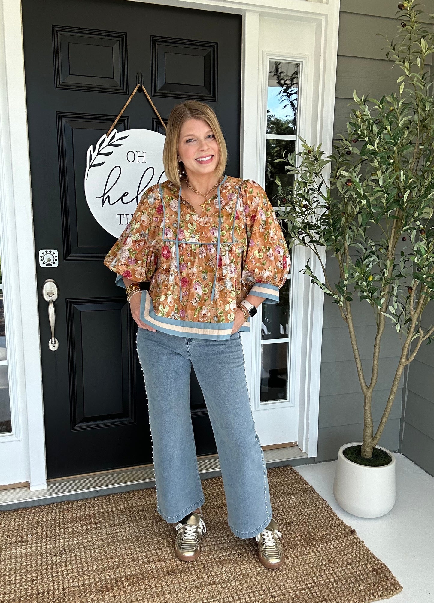 Vintage Floral Top | Terracotta