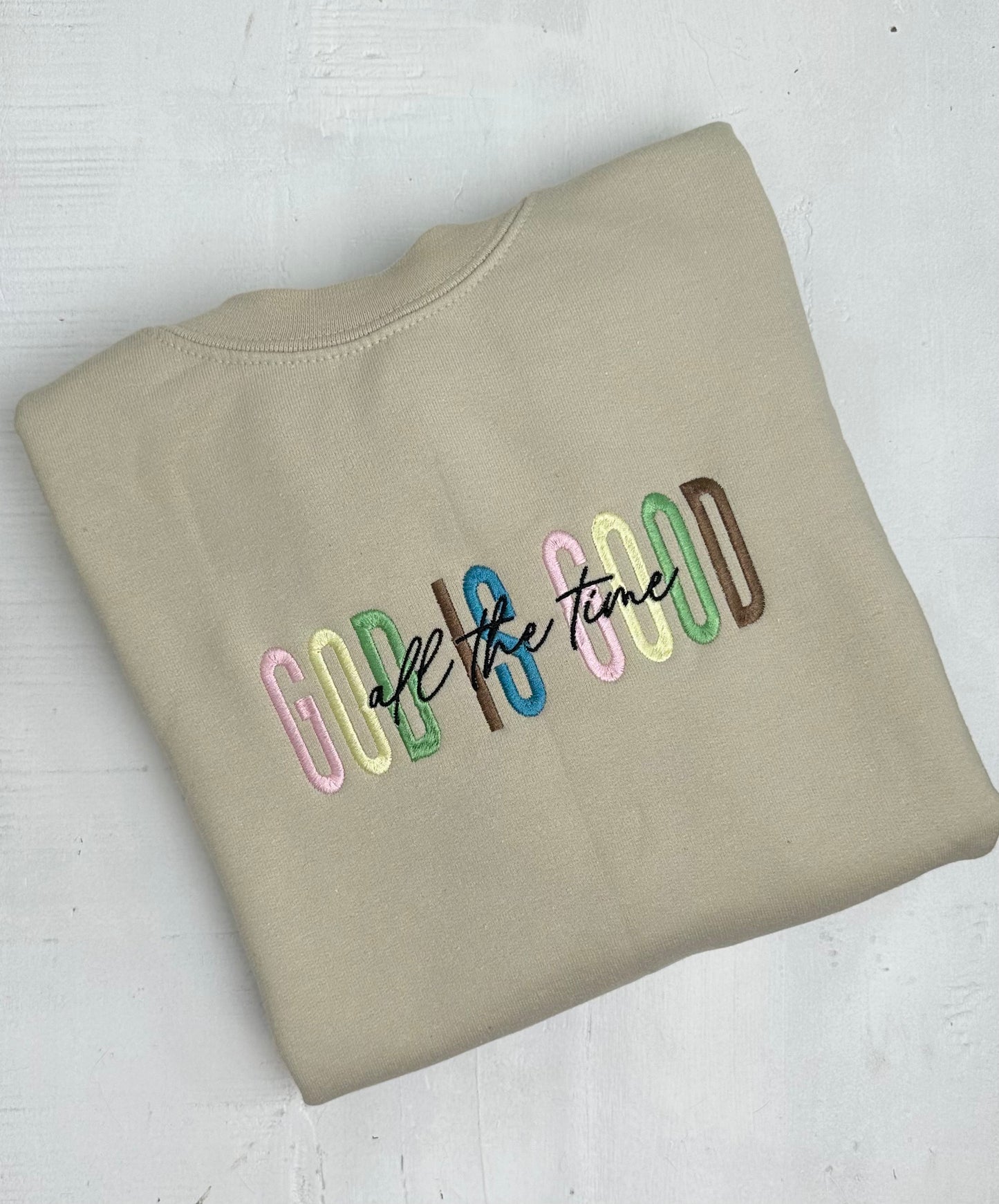 God Is Good Embroidered Sweatshirt | Lt. Mocha - The Sassy Rack
