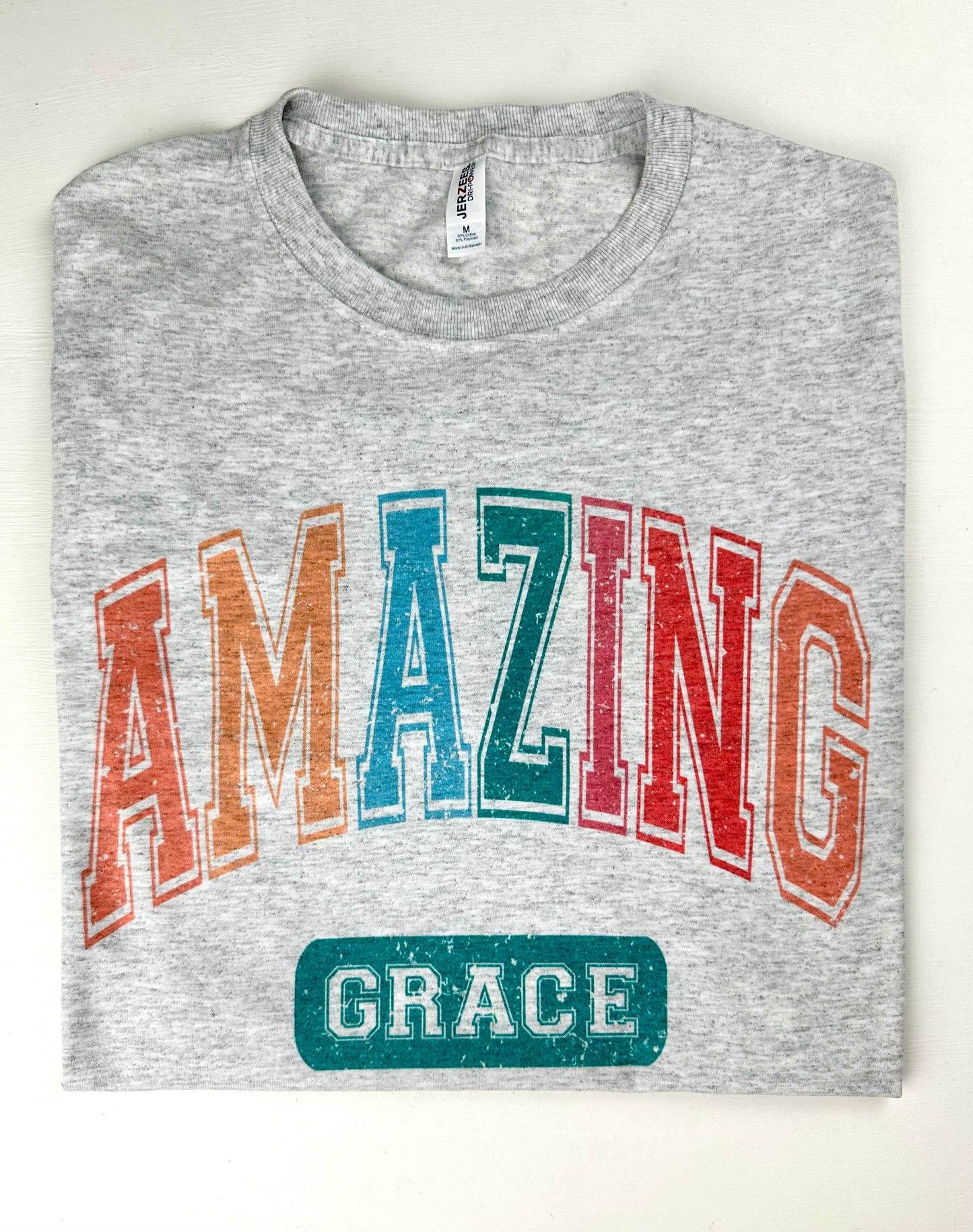 Amazing Grace Christian Tee | Ash Gray - The Sassy Rack