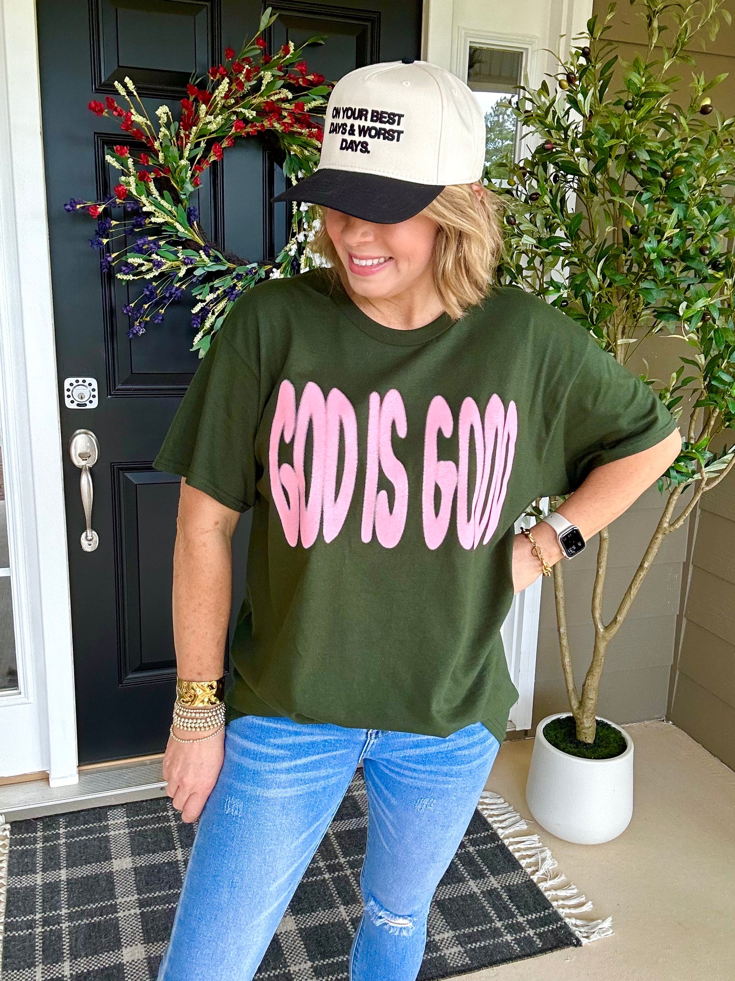 God Is Good All The Time | 2 Sided Tee | Forest Green