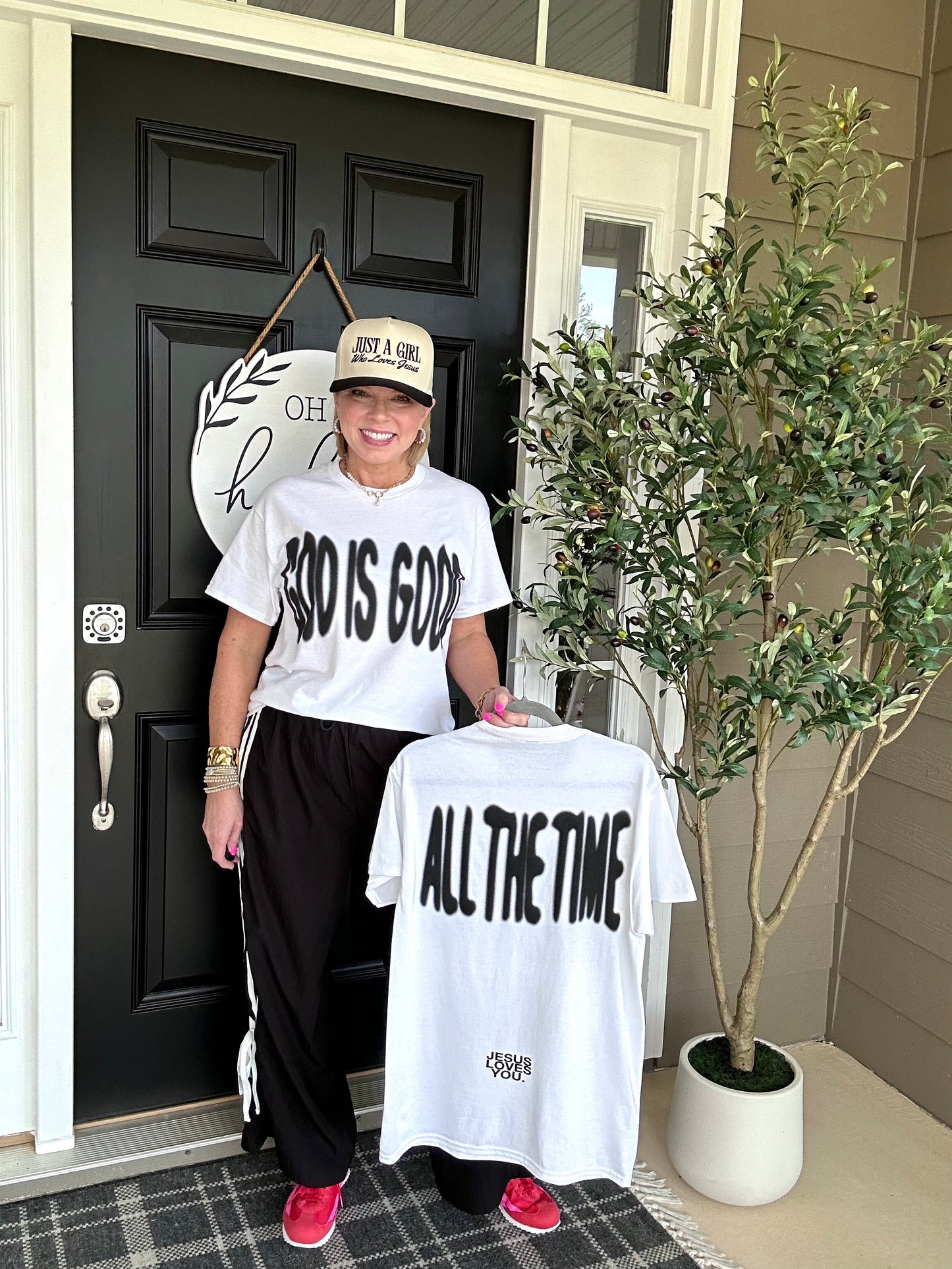 God Is Good All The Time | 2 Sided Tee | Black on White