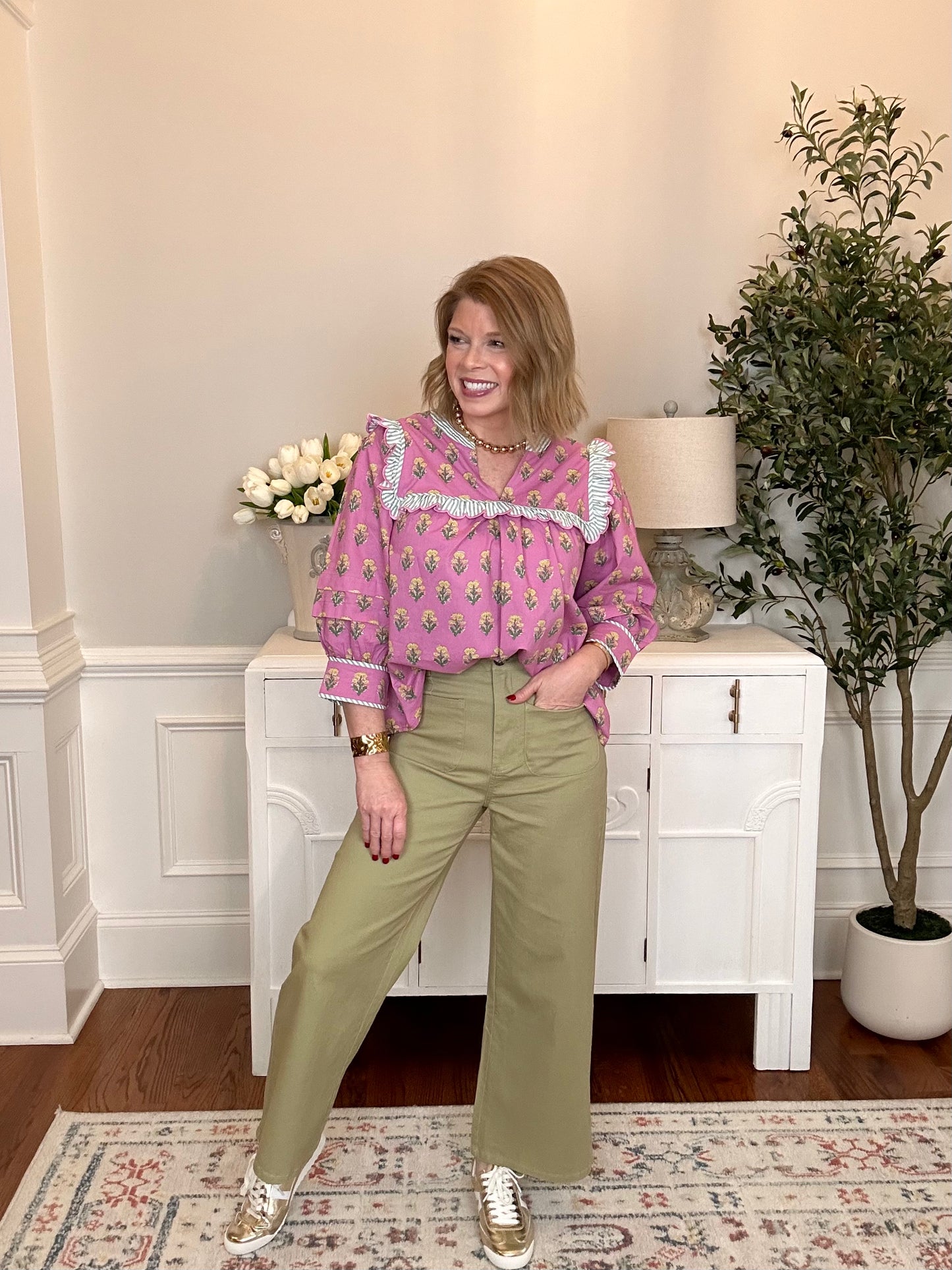 High Waisted Ankle Pant | Lt. Olive