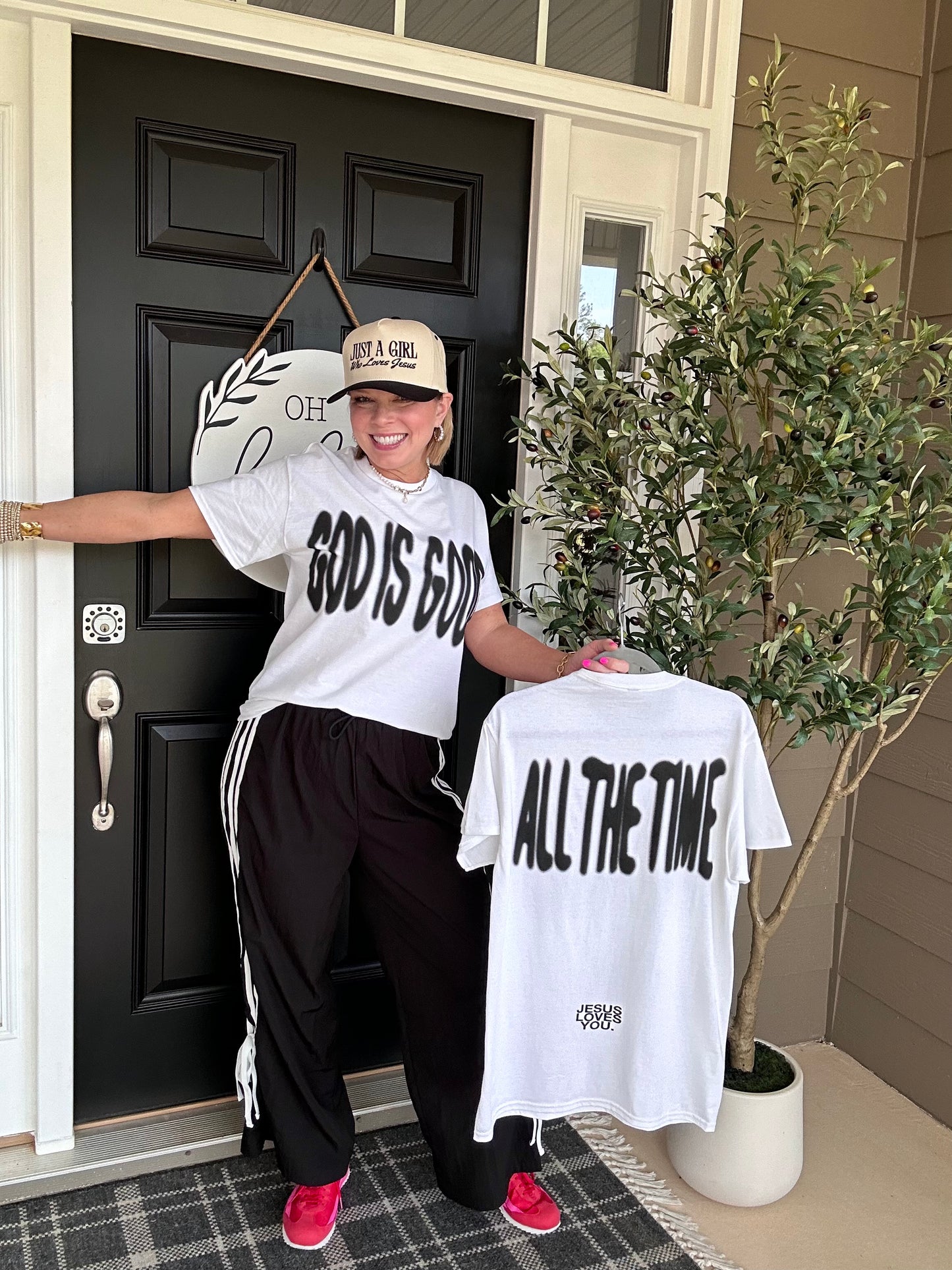 God Is Good All The Time | 2 Sided Tee | Black on White