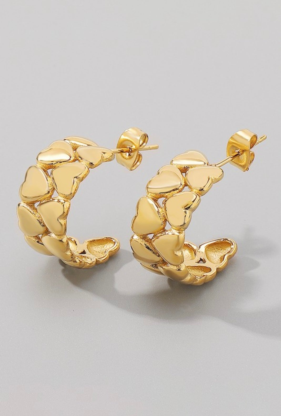 *LAST ONE* Wrapped In Hearts Hoop Gold Earrings | Water Resistant