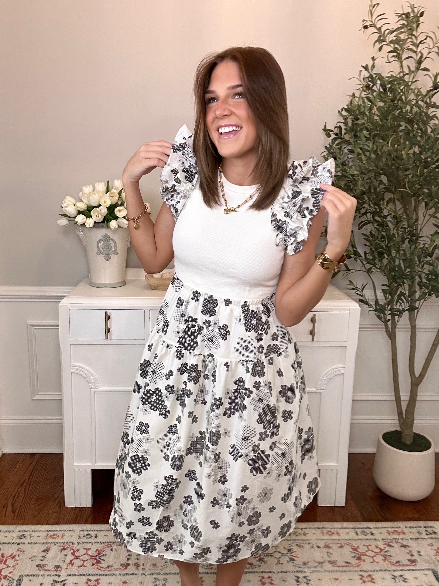 Tea Party Midi | Black & Cream