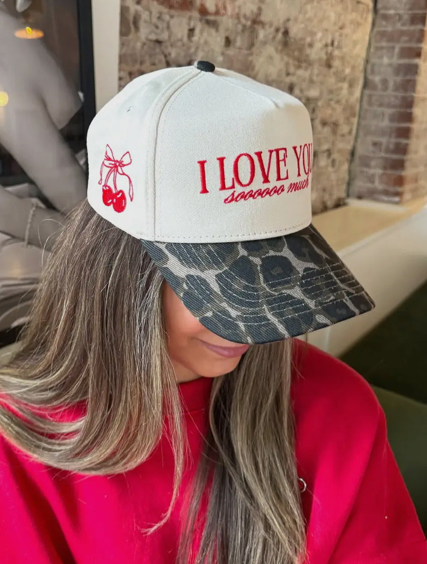 I Love You So Much Embroidered Trucker | Leopard