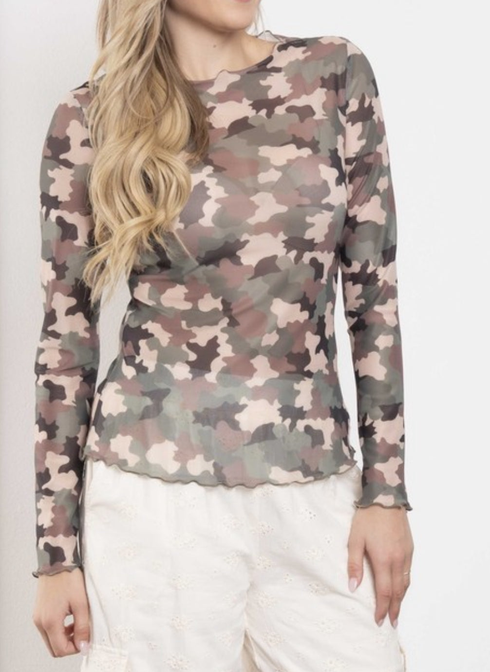 Camo Mesh Layering Top
