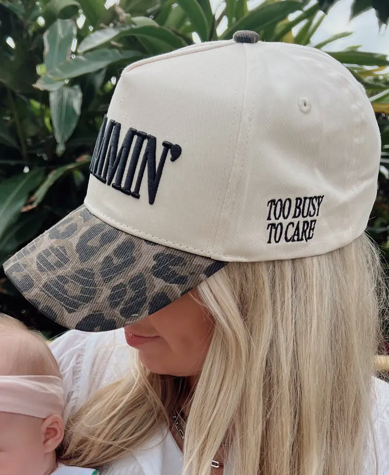 Mommin' Embroidered Trucker | Leopard