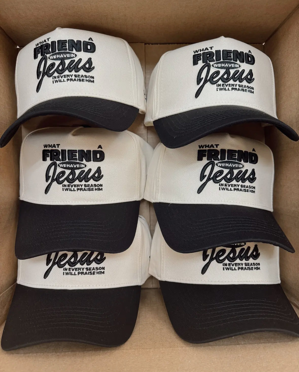 Friend In Jesus Embroidered Trucker | Black