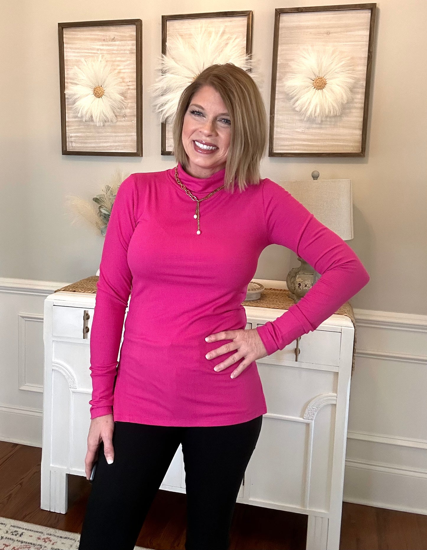 Georgina Fitted Turtleneck | Hot Pink - The Sassy Rack