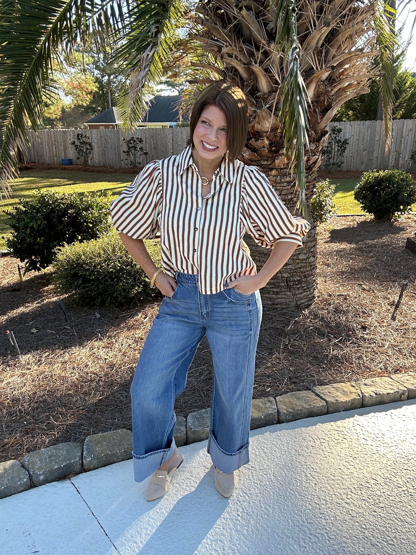 Essential Stripe Top | Brown