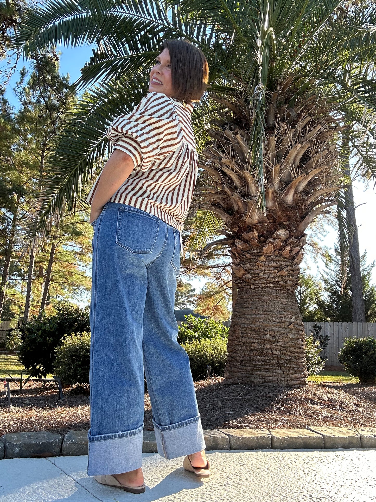 High Rise Cuffed Baggy Wide Jean By Vervet