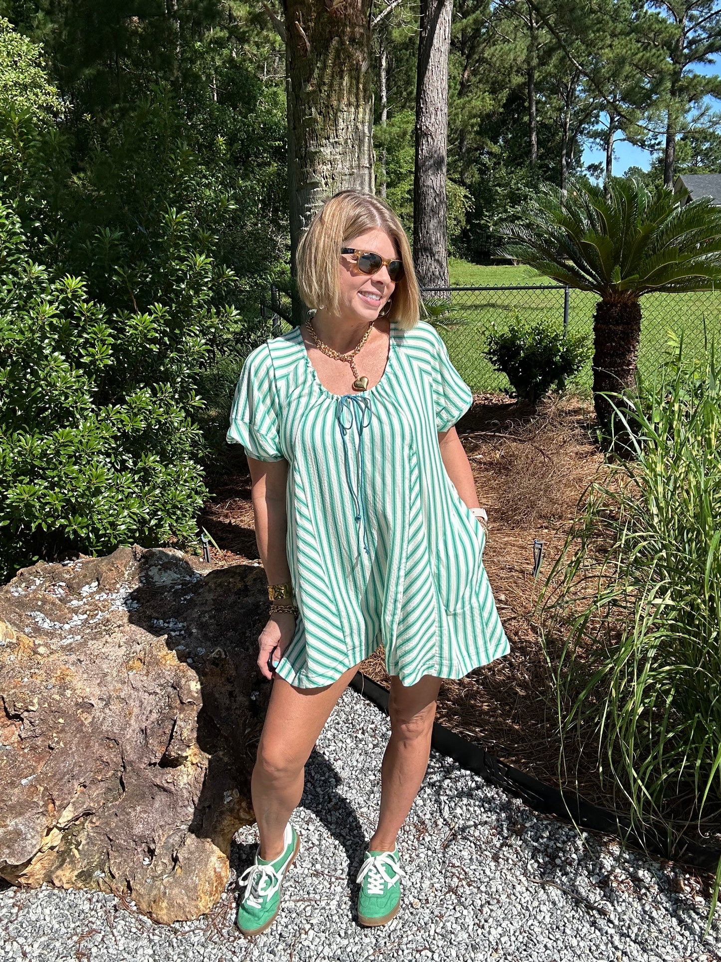 Seeing Stripes Romper | Green