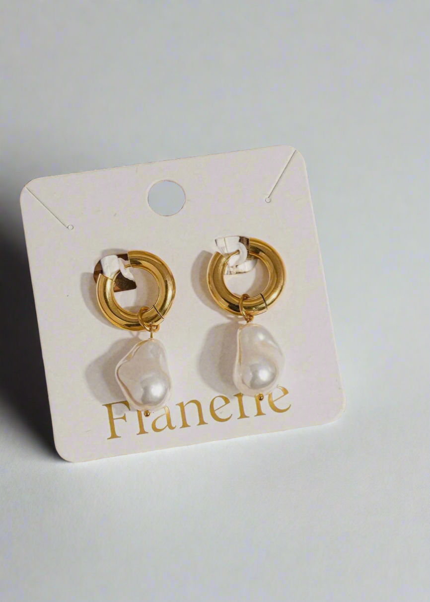 Ocean Gold Statement Pearl Earrings | Waterproof - The Sassy Rack