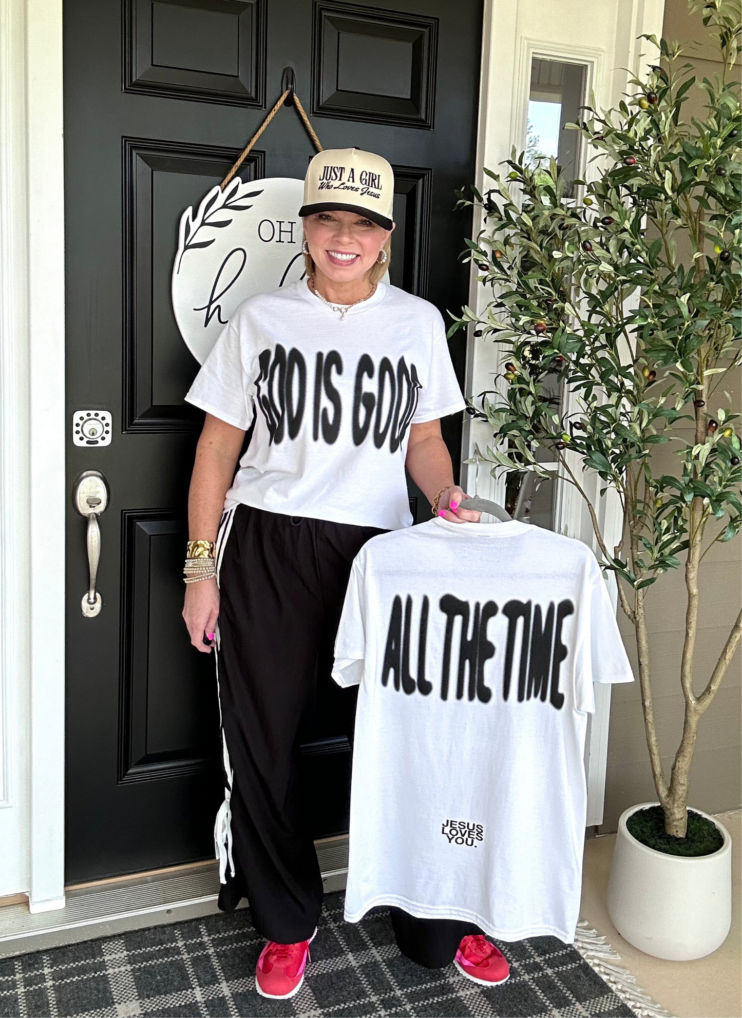 God Is Good All The Time | 2 Sided Tee | Black on White