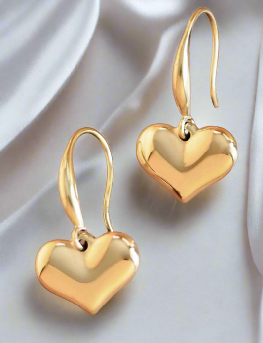 Gold Heart Drop Earrings | Waterproof - The Sassy Rack