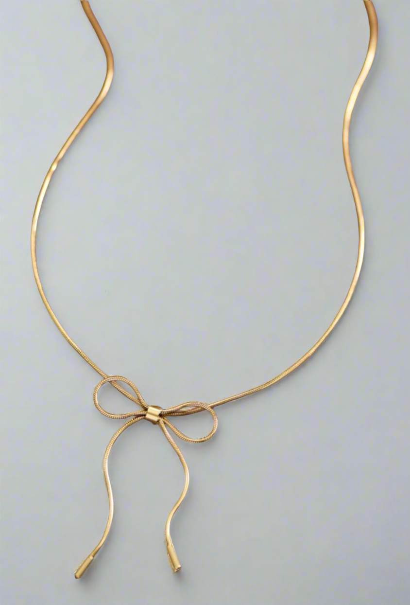 Bella Gold Bow Necklace | Waterproof - The Sassy Rack