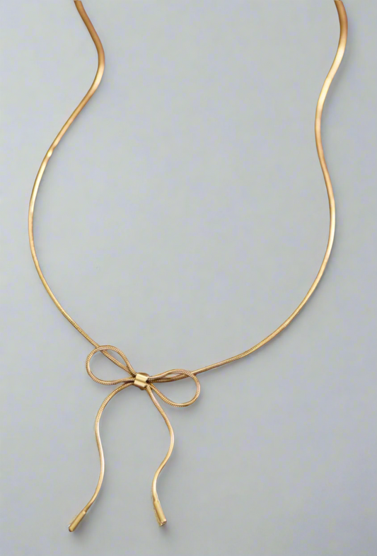 Bella Gold Bow Necklace | Waterproof - The Sassy Rack