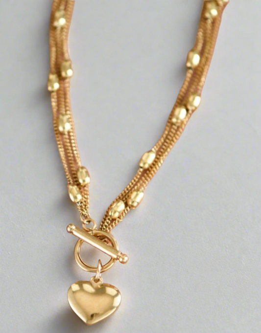 Gold Heart Layered Necklace | Waterproof | RESTOCK - The Sassy Rack