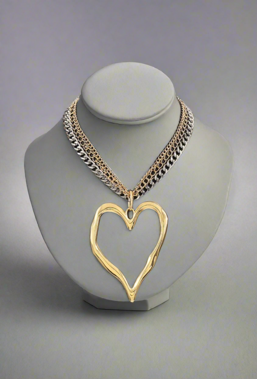 Don't Break My Heart Statement Necklace | Gold