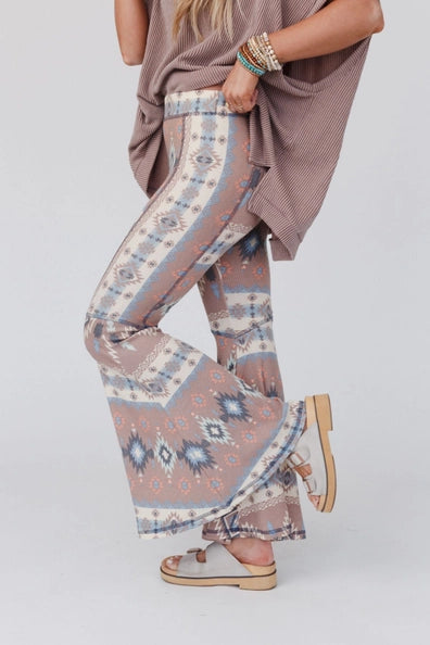 Boho Bliss Ribbed Flare Pants | Taupe