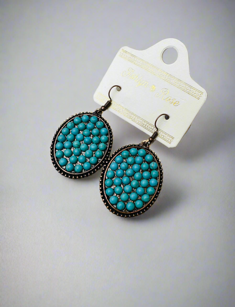 Western Vibes Pendant Earrings | Bronze & Turquoise - The Sassy Rack