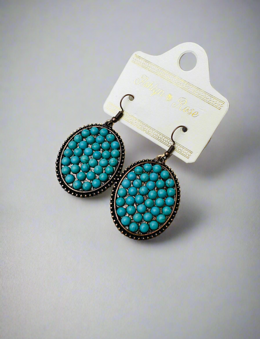 Western Vibes Pendant Earrings | Bronze & Turquoise - The Sassy Rack