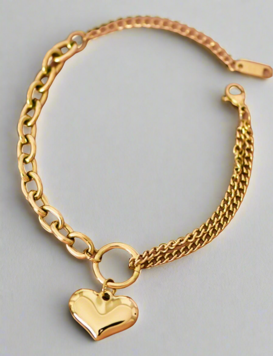 Gold Heart Chain Bracelet | Waterproof - The Sassy Rack