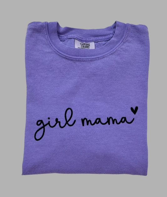 Girl Mama Embroidered Tee | Purple