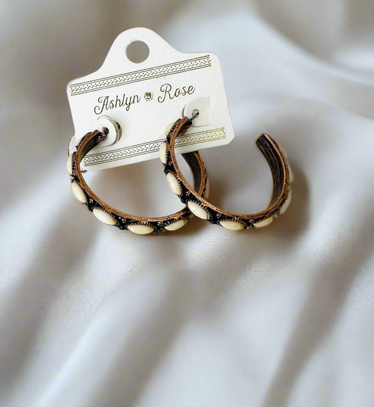 Lovin' Life Howlite Rock & Bronze Hoop Earrings - The Sassy Rack