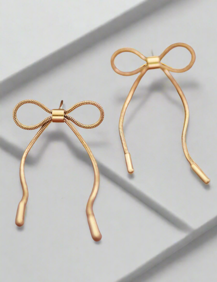 Bella Gold Bow Earrings | Waterproof - The Sassy Rack