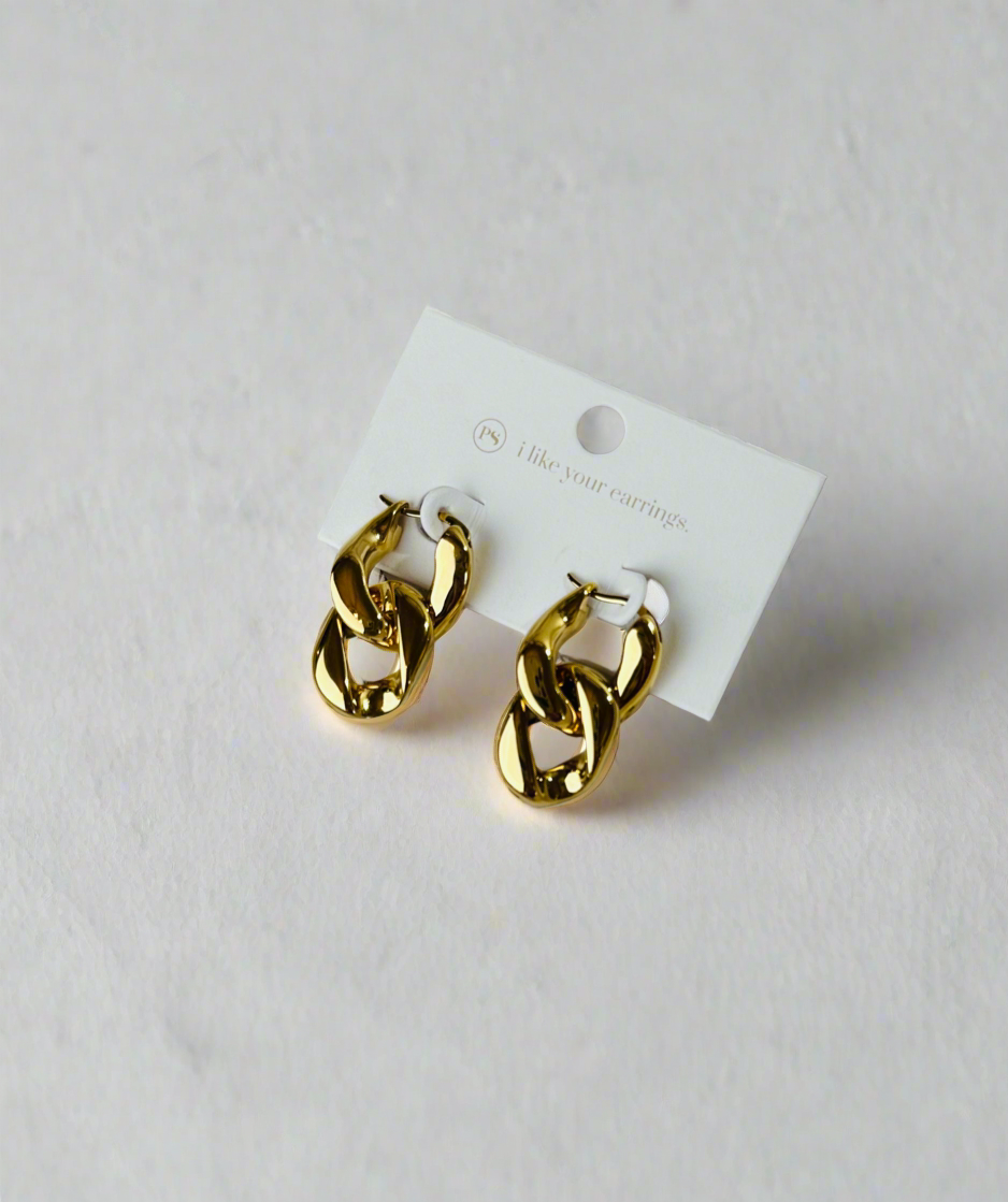 Urban Edge Gold Chain Link Earrings | Waterproof - The Sassy Rack