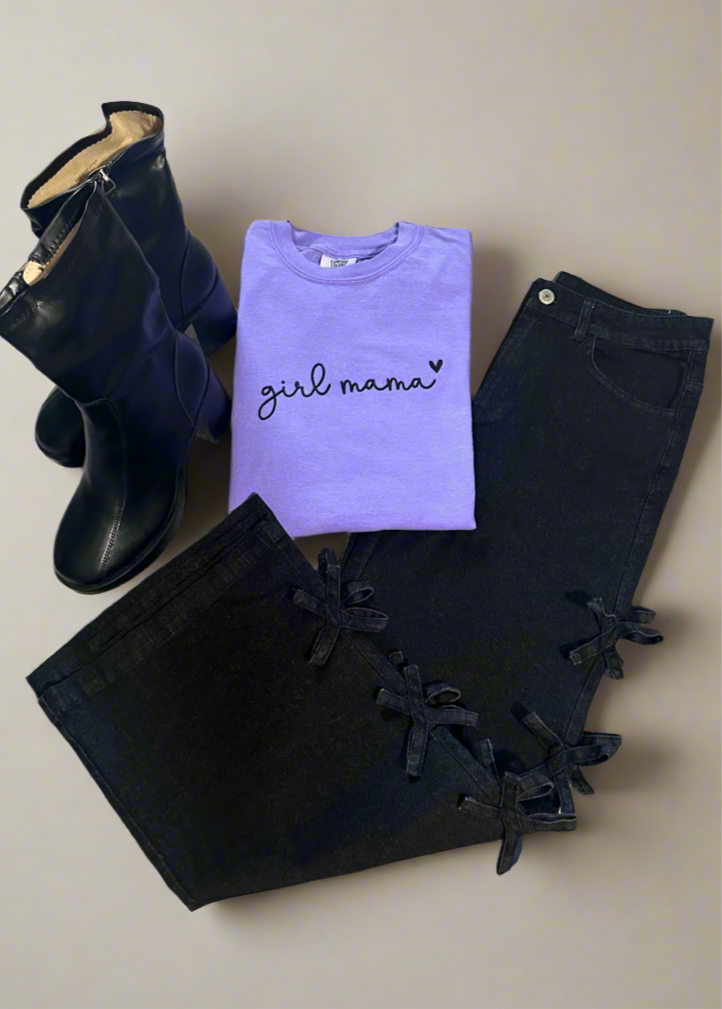 Girl Mama Embroidered Tee | Purple - The Sassy Rack