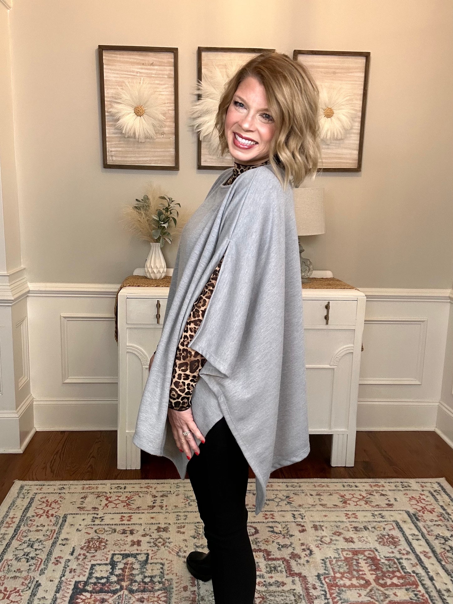 Breeze Embrace Poncho Style Top | Gray - The Sassy Rack