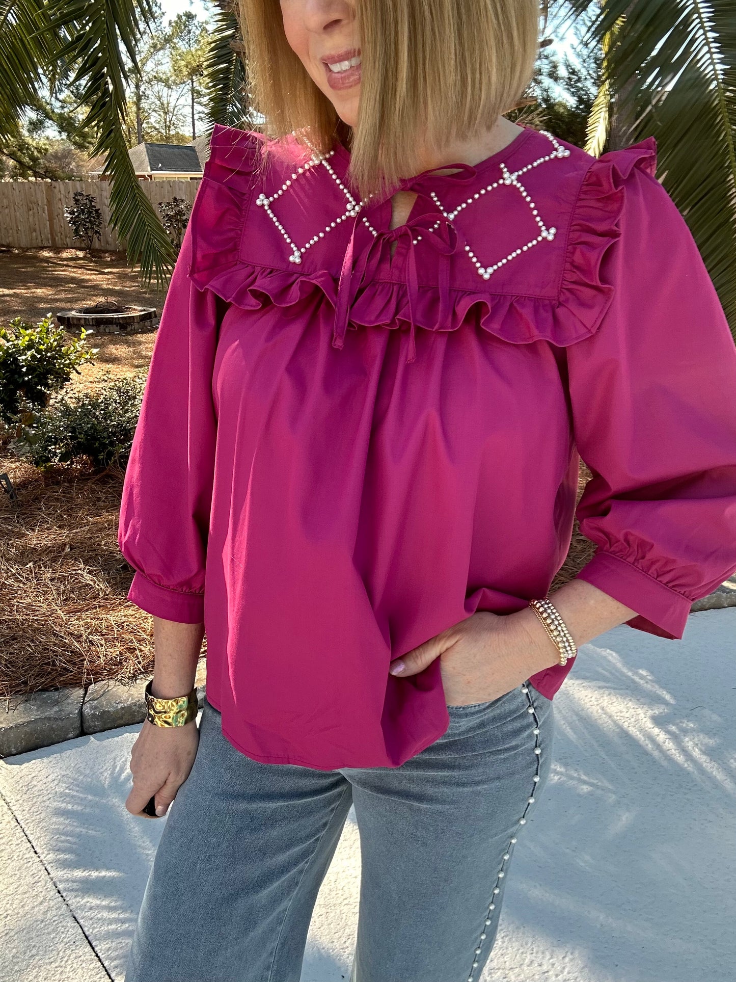 Remember Me Pearl Top | Magenta