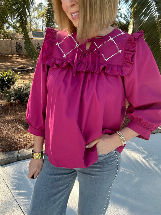 Remember Me Pearl Top | Magenta