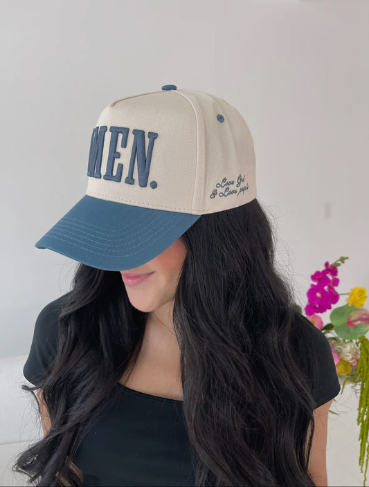 Amen Embroidered Trucker | Slate Blue