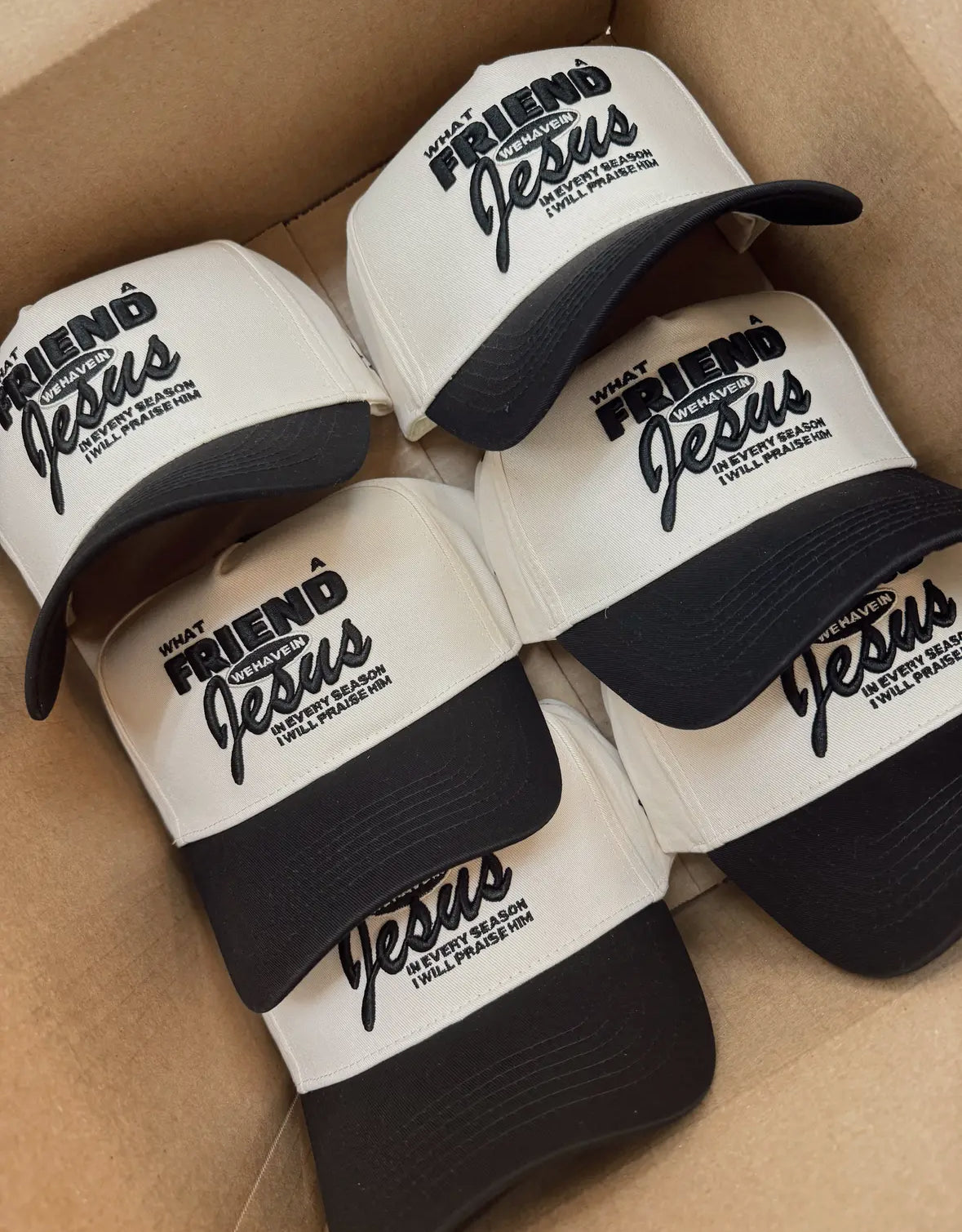 Friend In Jesus Embroidered Trucker | Black