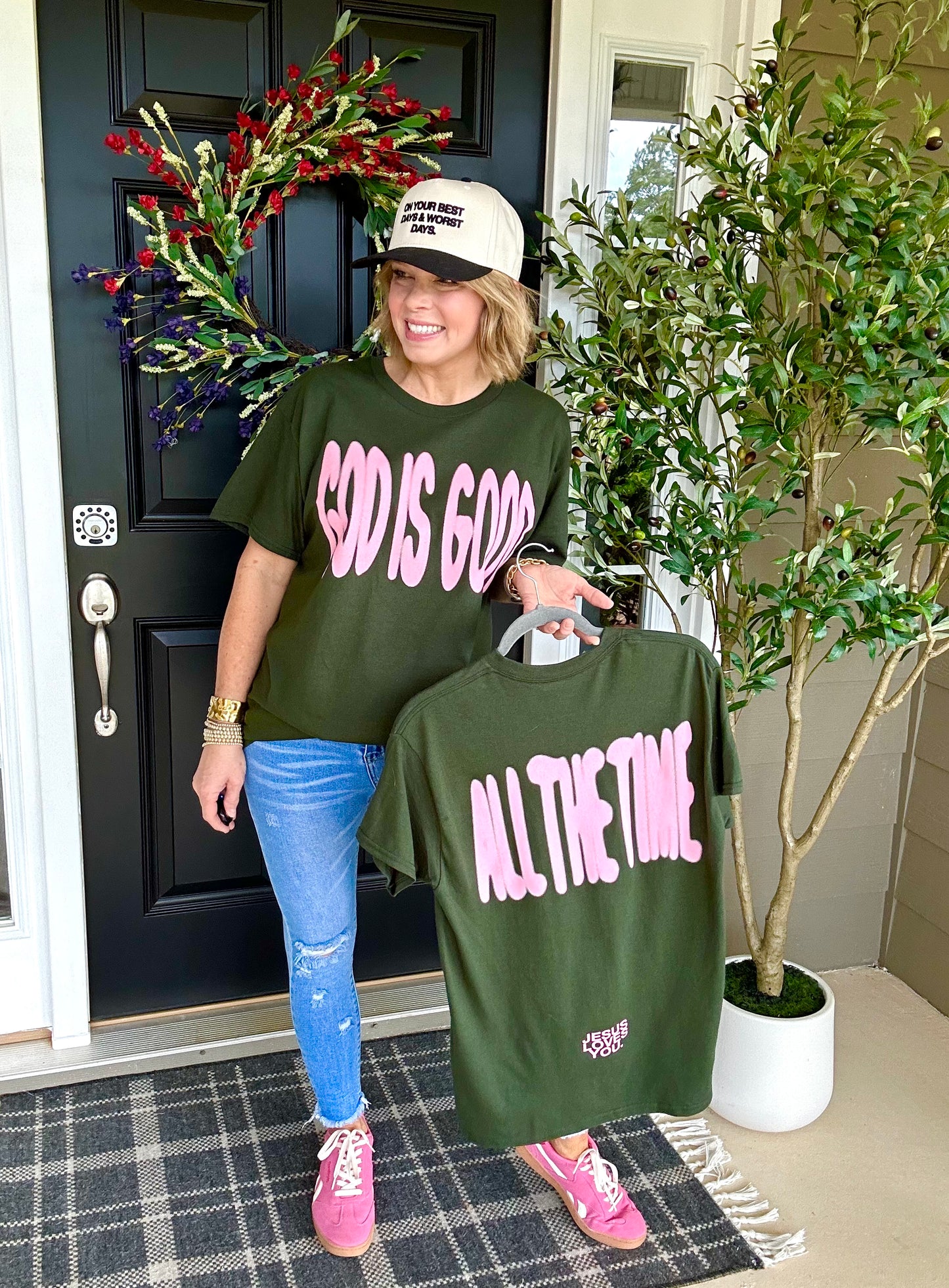 God Is Good All The Time | 2 Sided Tee | Forest Green