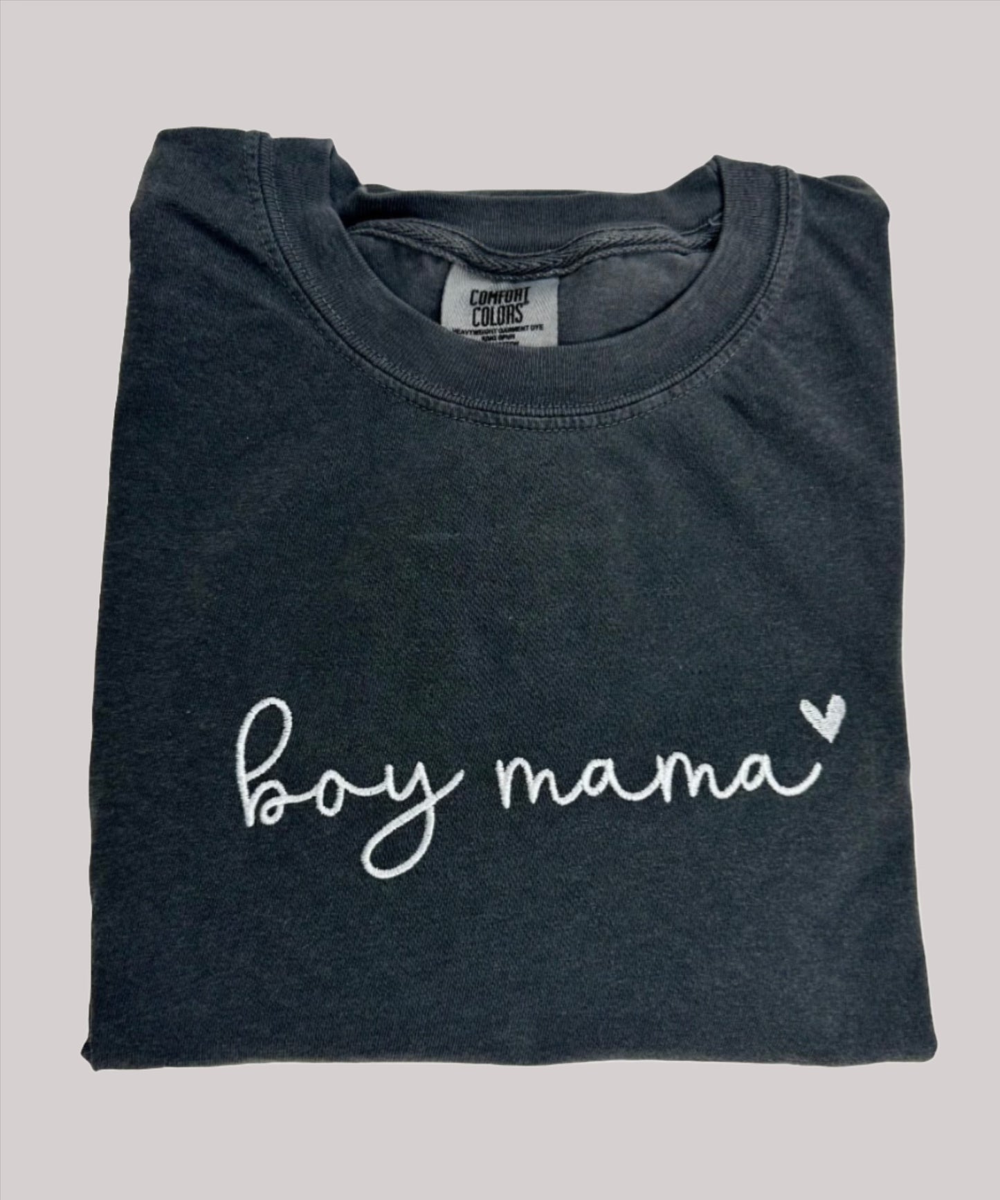 Boy Mama Embroidered Tee | Gray