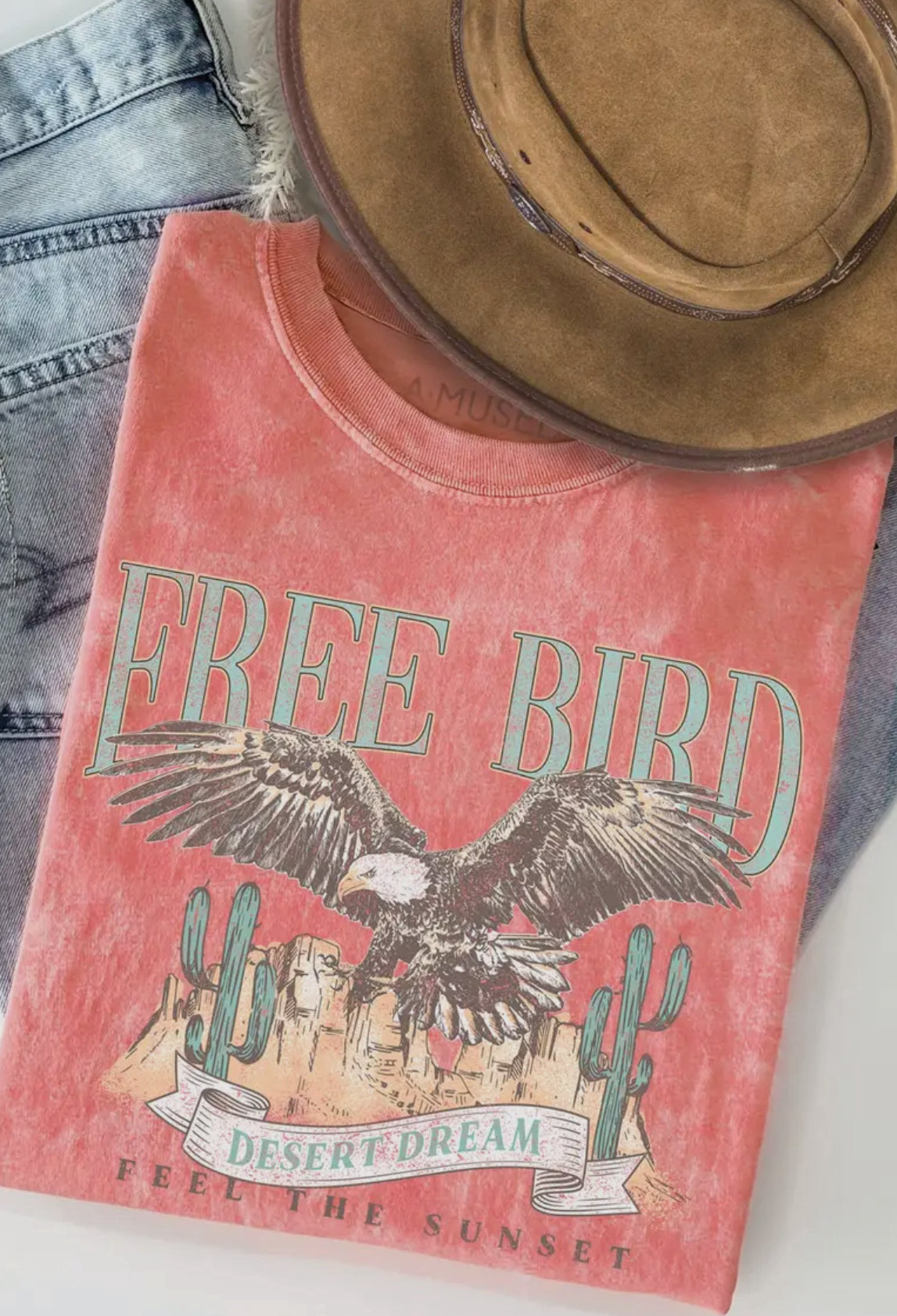 Free Bird Mineral Wash Tee | Coral - The Sassy Rack