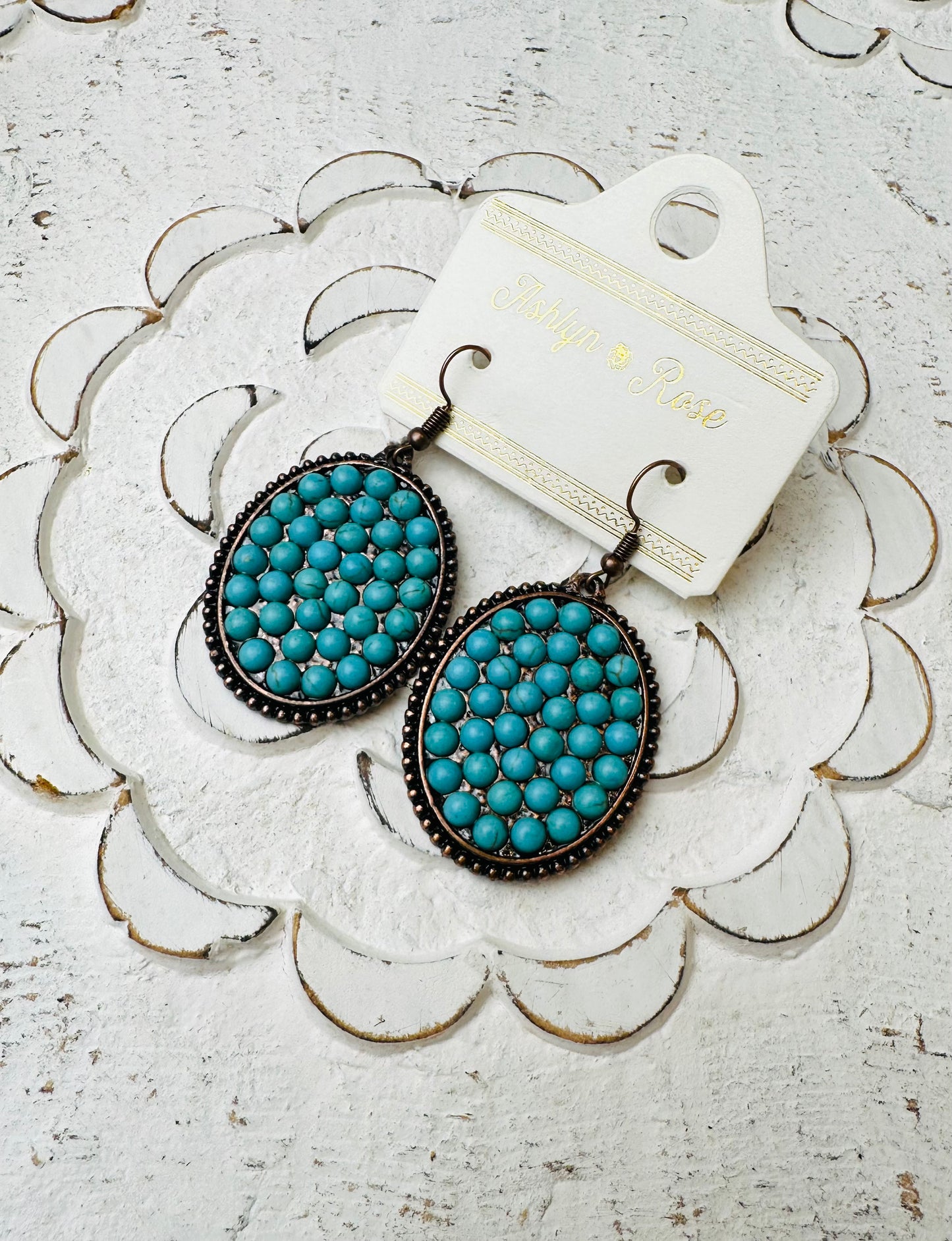 Western Vibes Pendant Earrings | Bronze & Turquoise