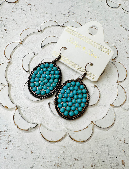 Western Vibes Pendant Earrings | Bronze & Turquoise