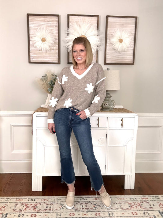 Petal Blossom Sweater | Mocha - The Sassy Rack