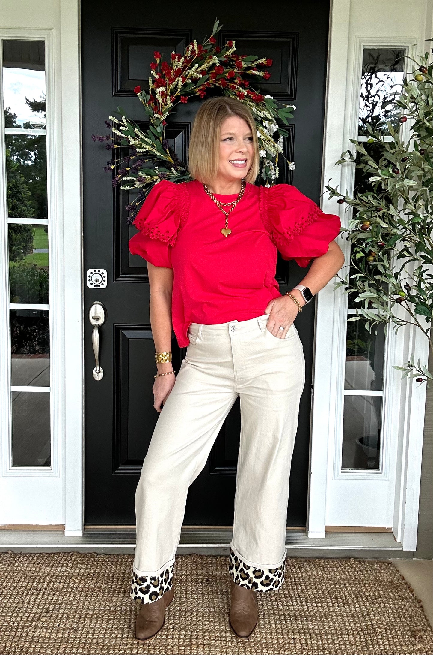 Red Hot Bubble Sleeve Top