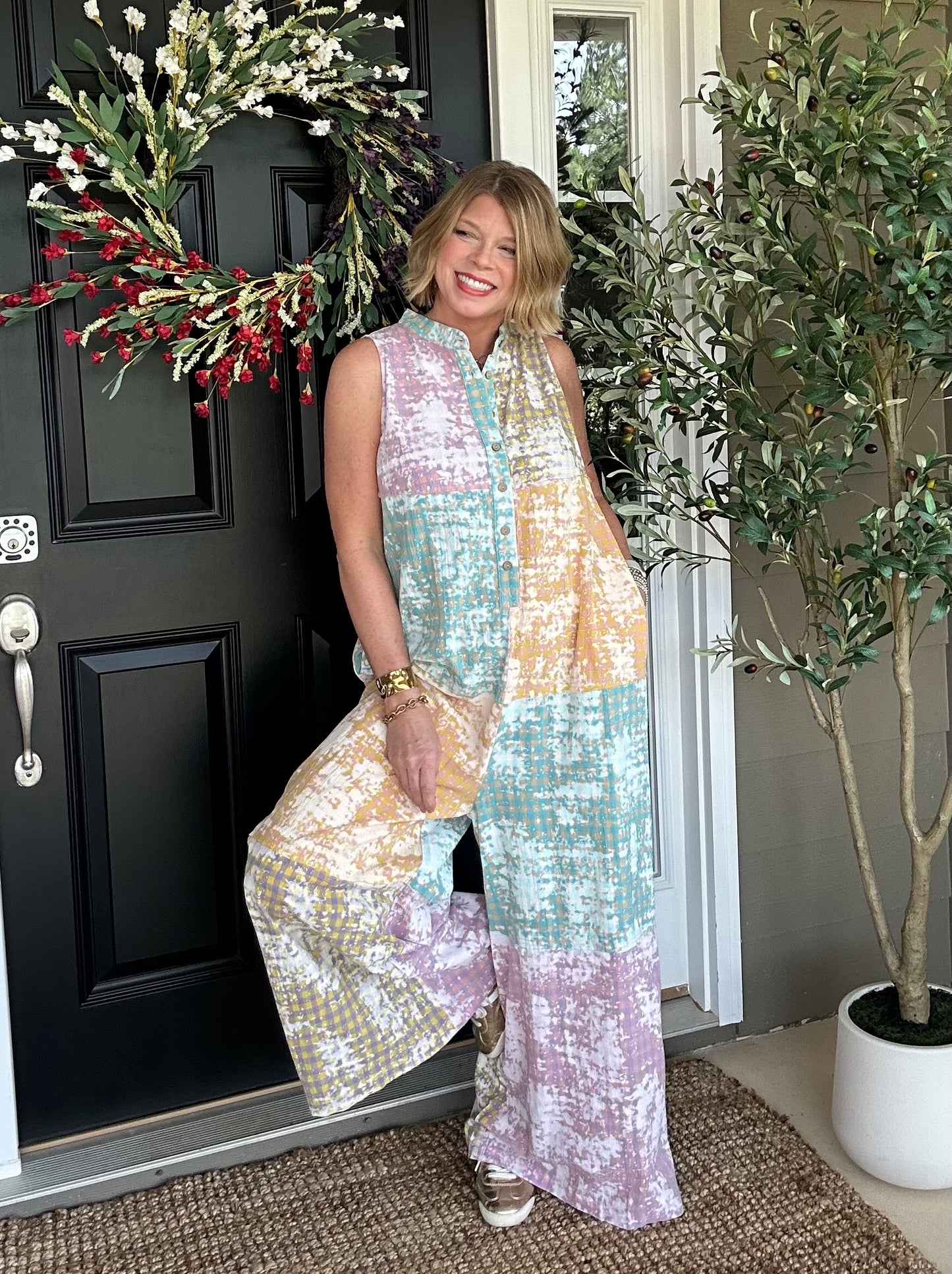 Riverwalk Oversized Jumpsuit | Patchwork