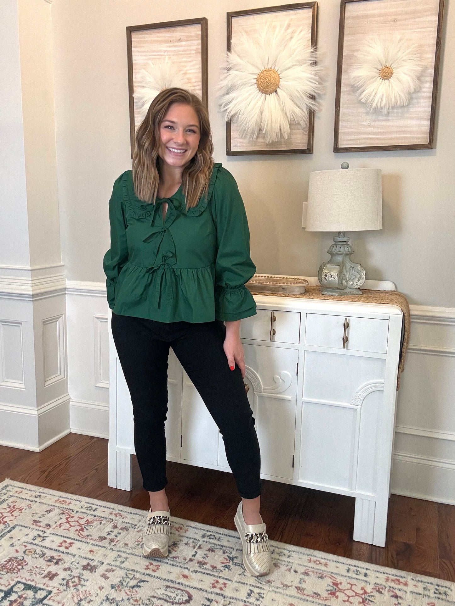 The Ginger Peplum Top | Emerald Green