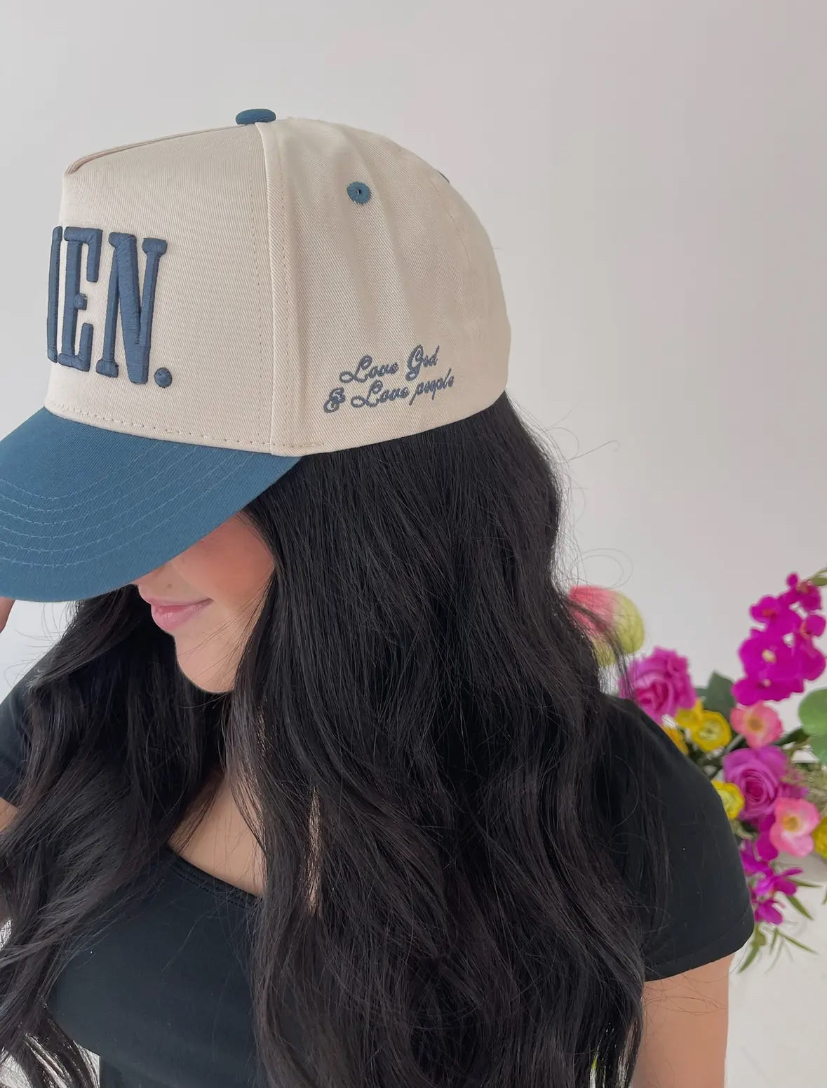 Amen Embroidered Trucker | Slate Blue