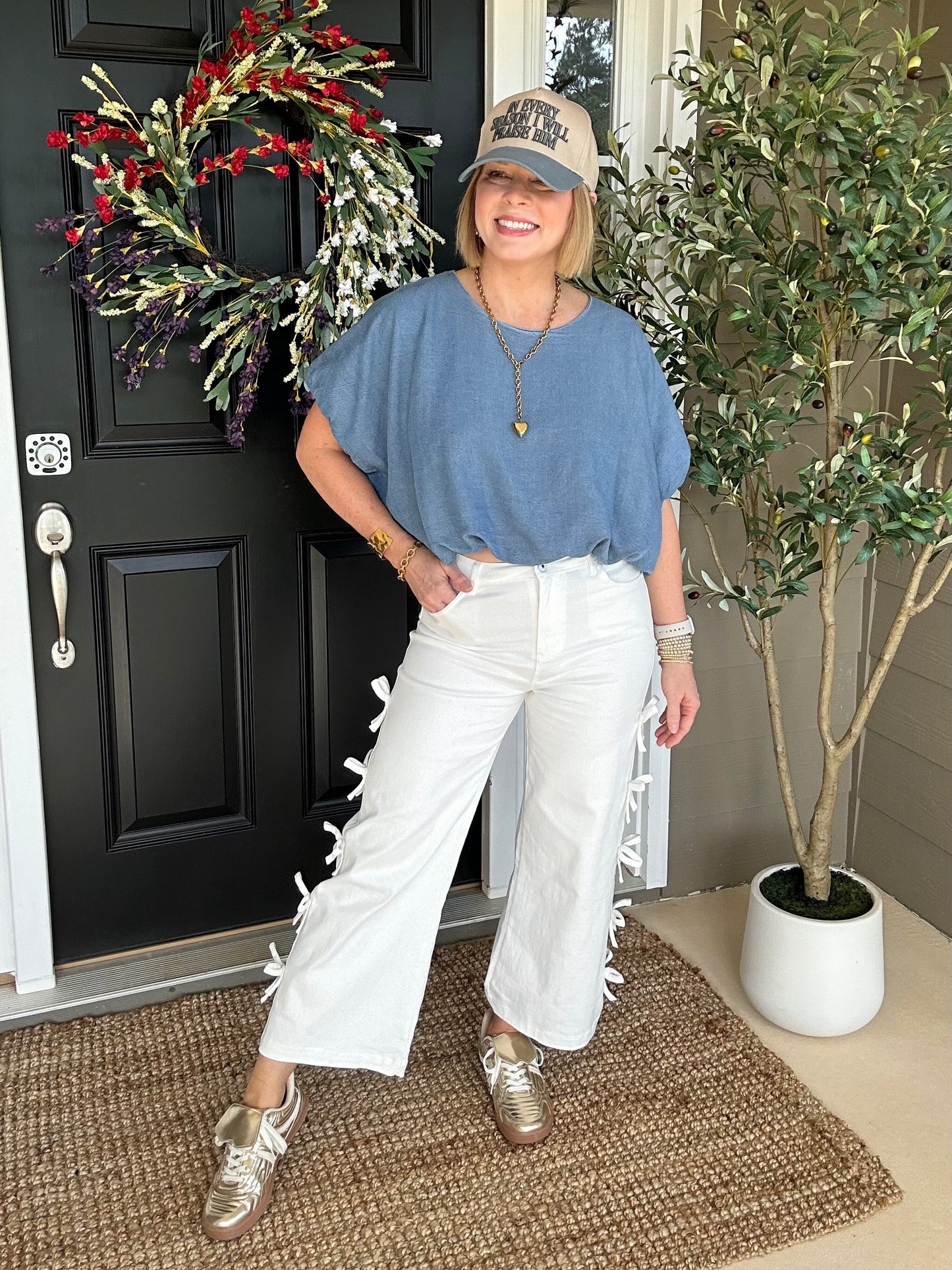 Denim Daze Bubble Crop Top